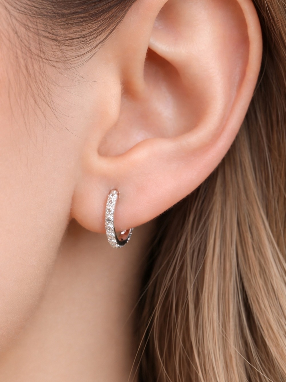 Sterling Silver Hoop Earrings Silver - Picture 3 of 5